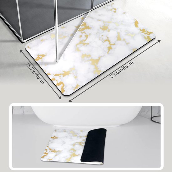 Badkamermat Marmer - witgoud