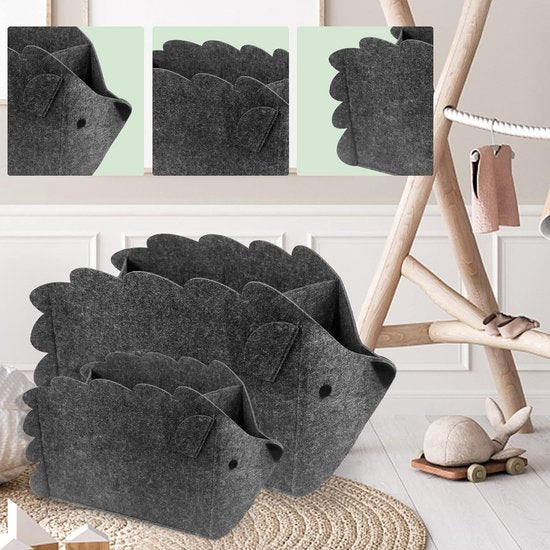 2 stuks opbergdozen voor kinderen, vilten opvouwbare speelgoedkist, organizermand in egelvorm, 30 liter opbergdozen voor kinderkamer, opbergdozen van stof, wasmand voor thuis (set van twee)