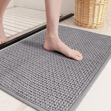 Badmat antislip wasbaar 50 x 80 cm, zacht chenille badkamertapijt superabsorberende badmat antislip machinewasbare badmat voor douche, badkamer, bad - grijs