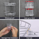 Doucherek zonder boren badkamerrek roestvrij, zelfklevende accessoires zonder stansen aluminium Geef een zeepkist 2 etages zilver