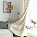 Gordijnen beige transparant linnenlook voile gordijnen voor woonkamer slaapkamer set van 2 225x140cm
