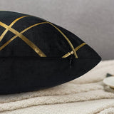 Zwarte fluwelen kussenhoezen, 40 x 40 cm, set van 2, gouden geometrische decoratieve kussenhoezen, bankkussen, bankkussen, decoratieve kussenhoezen, moderne decoratieve kussenhoezen voor slaapkamer, bank.