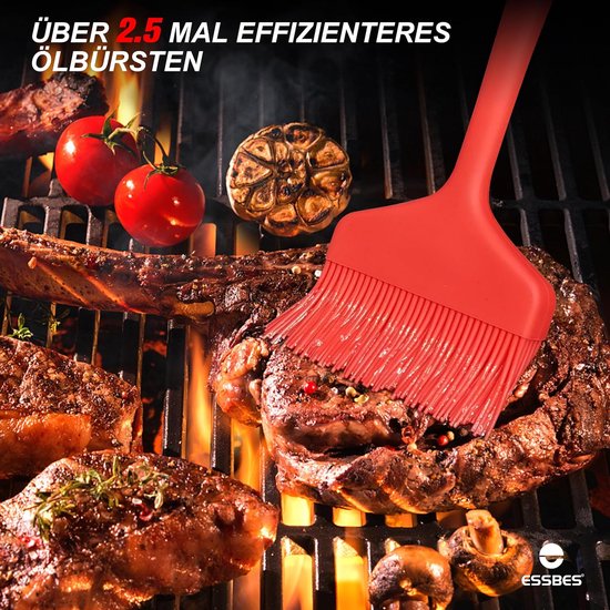 Extra grote siliconen gebakborstel Hittebestendig Extra brede vaatwasserbestendige gebakborstel voor bakken, grillen, koken en smeren van olie, boter, barbecuesaus of marinade (rood)