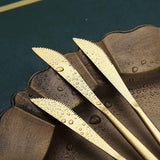 Dinermes, 6-delig, roestvrij staal mat goud dinermes, robuust botermes, modern design botermes, vaatwasmachinebestendig (mat goud, 8,9 inch)