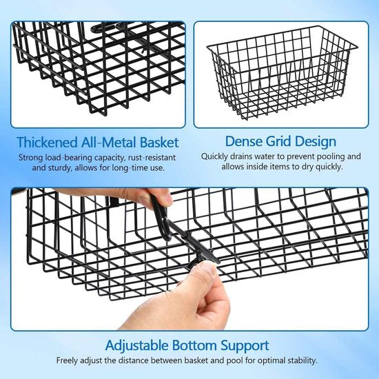 Zwembadmand, metalen zwembadmand, bekerhouder, handdoek, opbergrek, groot hangend zwembadaccessoire-organizer, opbergdoos met dik rooster, 2 stuks