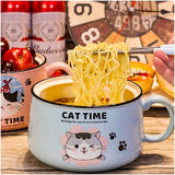 Japanse Ramen Bowl met deksel - Cat Kawaii Bowl - Instant Noodles & Breakfast Bowl - met bestek - Cadeau-idee Anime Japan - Chinese kom voor kinderen, volwassenen