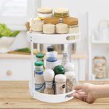 Kruidenrek, kruidenhouder, draaibare plaat, kruidenorganizer 2 niveaus, draaibaar keukenrek, keukenorganizer, draaibaar keukenrek, kruidenrek van kunststof voor specerijen, olie, kruidenflessen
