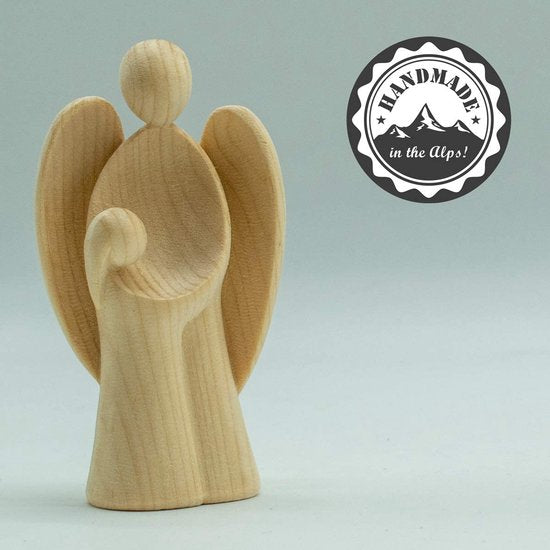 Moderne cadeaus uit Arvenhout - met meisjes - hoogte 9cm - cadeau voor de doop van Kerstmis - handwerk uit Zuid-Tirol