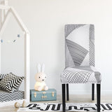 Stoelhoezen 4 stuks universele stoelhoezen stretch set van 4 moderne stoelhoezen schommelstoelen elastische duurzame stoelhoezen voor eetkamer banketdecoratie (White Line, 4 stuks)