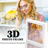 3D-fotolijst om te vullen, fotolijst diep 20 x 20 cm voor objecten tot 3 cm, objectlijst met onbreekbaar acrylglas, 3D-lijst voor decoratieve muur/cadeau, met 3M LED-kerstverlichting (wit)