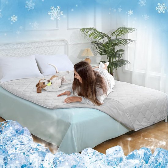 Koeldeken voor honden en katten, zelfkoelende hondenmat Arc-Chill Q-Max > 0,5, zomer machinewasbaar huisdierdeken, hondenmat beschermt bed en bank - grijs - XL 150 x 200 cm
