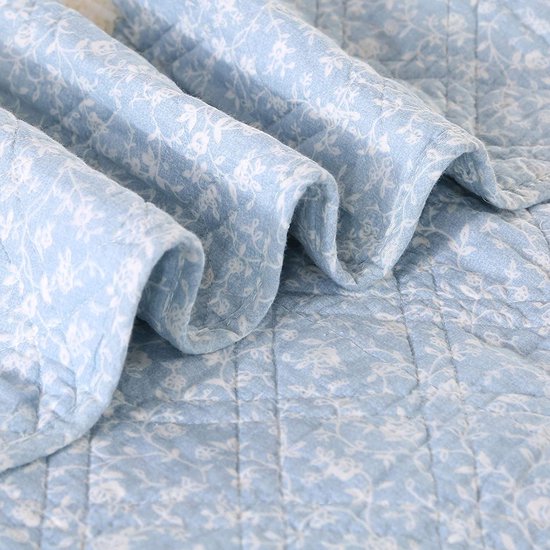 Sprei 150 x 200 cm katoen bedsprei dun zomer dekbed dekbed (blauw, 150 x 200 cm)