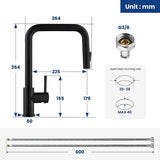 Keukenkraan, Zwart, Keukenkraan met Uittrekbare Douche, Keukenkraan, Keukenkranen, 360° Draaibare Mengkraan, Keuken, Twee Sproeifuncties, Spoelbak Mengkraan Keuken Zwart