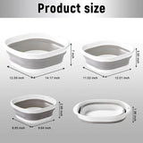 Opvouwbare wasmand, set van 3, duurzame wasmand met 3 haken, gemaakt van kunststof, grijs, opvouwbare wasmand, ruimtebesparende opvouwbare wasmand voor afwassen, fruit, kamperen, wasgoed.