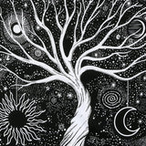 Tree of Life Tapestry Black White Sun Moon Tapestry Galaxy Space Tapestry Black Aesthetic Tapestry Wall Hanging for Bedroom M/130cmx150cm