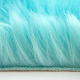 Vloerkleed van imitatiebont Pluizig Zacht Warm Modern Vloermat Bankmat Imitatiebont Decoratief bont Onregelmatig Slaapkamerkleed Wol Lang haar Casual uitstraling 60 x 90 cm Blauw