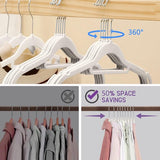 Kleerhangers, hangers van fluweel met 2 antislip inkepingen, dasorganisator en 360° haken, ruimtebesparende beugel voor bretels, mantels, jassen en pakken (beige, 20)