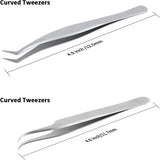 Wimperpincet voor wimperverlenging, 2 stuks rechte en gebogen puntige pincet, professionele wimperpincet set (pincetten set03)