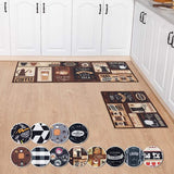 Set van 2 antislip keukenmatten en vloerkleden, wasbare rubberen mat, deurmatloper, microvezeltapijtset