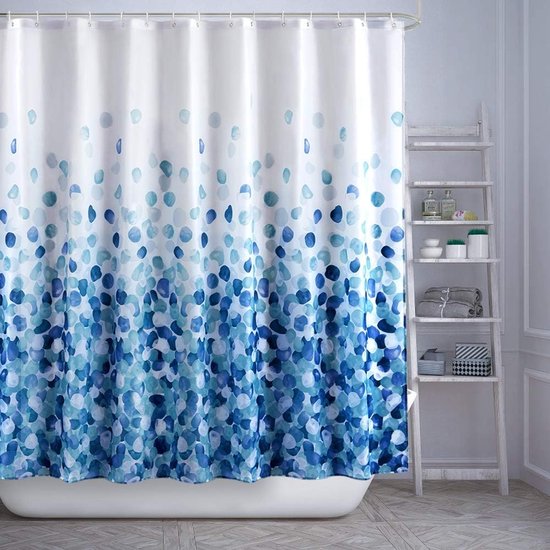 Douche-uitgordijn polyester stof, waterdicht schimmelbestendig en machinewasbaar, badgordijn met 12 haken 180x180/200 cm