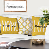 Kussensloop 50 x 50 cm, set van 4 decoratieve kussens, linnen kussenslopen, geometrisch patroon, kussenhoezen voor bank, slaapkamer, buiten, kussen, 50 x 50 cm, geel.