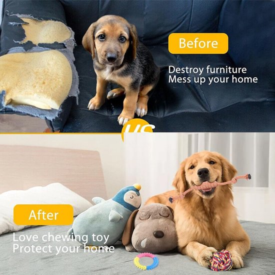 12-delige hondenspeelgoedset, duurzaam hondenspeelgoed, touwspeelgoed voor kleine huisdieren, puppyspeelgoedset, verlicht verveling en stress voor kleine, middelgrote en grote honden
