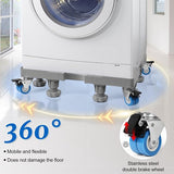 Basisframe wasmachine 8 voet 4 wielen, basisframe wasmachine kan tot 300 kg dragen, maat verstelbaar (41-62 cm), antislip en schokabsorberend, platform voor wasmachine en droger