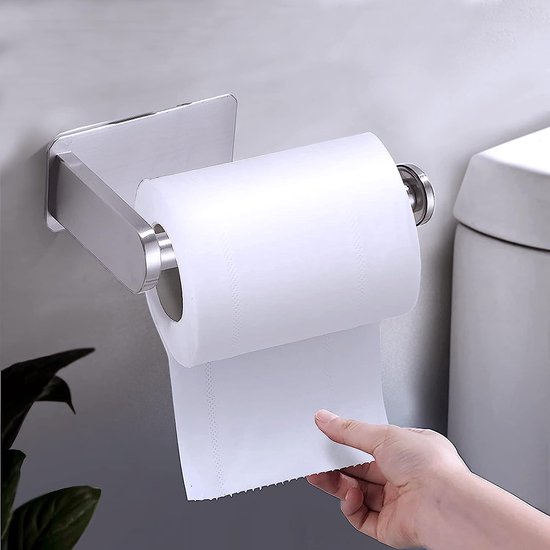 Toiletpapierhouder & handdoekhaak 5 stuks - toiletpapierhouder zonder boren - handdoekhouder wandhaak van roestvrij staal - voor badkamer toilet keuken kantoor, zilver