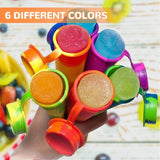 Set van 6 siliconen ijsvormpjes, ijslolly ijslollyvormpjes met deksel, herbruikbare siliconen ijsvormpjes, waterijslollykleuren, BPA-vrij, doe-het-zelf ijslollyvormpjes voor zelfgemaakte ijslolly's