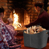 Brandhouttas, houtmand voor brandhout, extra grote brandhoutmand, houtmand, vilten tas, 42 x 31 x 40 cm, opvouwbare haardaccessoires, opbergmand voor hout, kranten, brandhout, boodschappentas