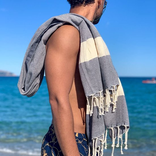 XXL 8x Fouta strandhanddoek, handdoek, saunahanddoek, badhanddoek, hamamdoek, cadeauset, extra groot, licht, 100 x 200 cm (kleuren: babyink-hemelsblauw-zalm-cappuccino-kaki-jeansblauw-koraal-aqua)