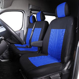 universele auto stoelhoezen voor bestelwagen vrachtwagen voorstoelen auto stoelhoezen 3D bandenspoor patroon 1 + 2 stoelhoes beschermers blauw