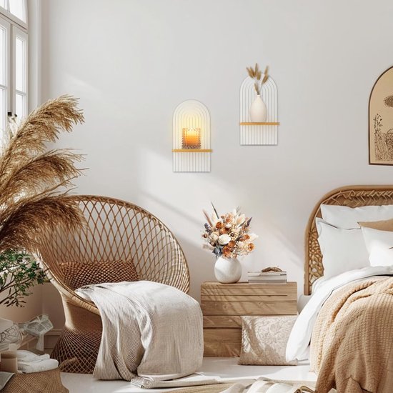 Set van 2 macramé wandplanken houten hangende plank boho wanddecoratie Set van 2 macramé wandplanken houten hangende plank boho wanddecoratie