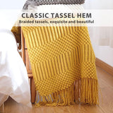 Gebreide deken met kwastje Effen bubbelpatroon Deken Gebreide deken Sprei Gooi bankdeken Decoratieve deken voor slaapbank 230x130cm