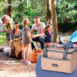 grote picknicktas, opvouwbare lunchtas, lunchtas, thermotas, isolatietas met spoorstangen en wielen, voor campingtas, picknick, outdoor, reizen, winkelen, auto, zwart