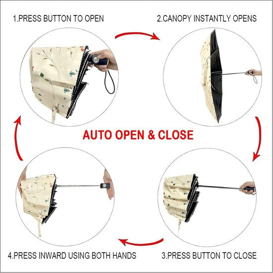Paraplu, parasol, UV-bescherming voor buiten, automatisch opvouwbare paraplu voor dames, winddicht, regendicht, mini-paraplu, zakparaplu's met 8 baleinen voor volwassenen en kinderen op reis