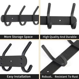 Wall Coat Hook, Coat Hook with 6 Hooks, Metal Hook Rack for Bedroom, Bathroom, Kitchen for Hanging Hat, Coat, Towel and Purse, Black