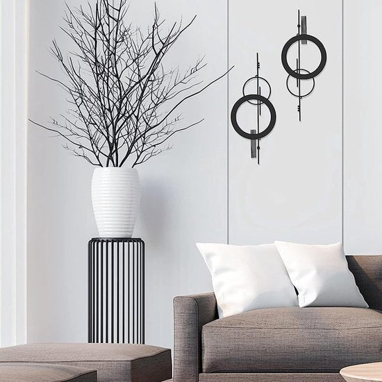 Wanddecoratie metalen wanddecoratie muurkunst wandversiering geometrisch zwart minimalistisch woonkamer decor wandsculpturen om op te hangen decoratie accenten voor eetkamer slaapkamer gang