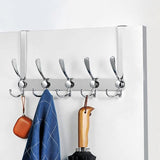 Roestvrijstalen deurhaak, deurkapstok met 15 haken, deurkapstokhaak zonder boren, deurkapstokhaak voor keuken, badkamer, hal en slaapkamer (zilver, deursponningdikte tot 2 cm)