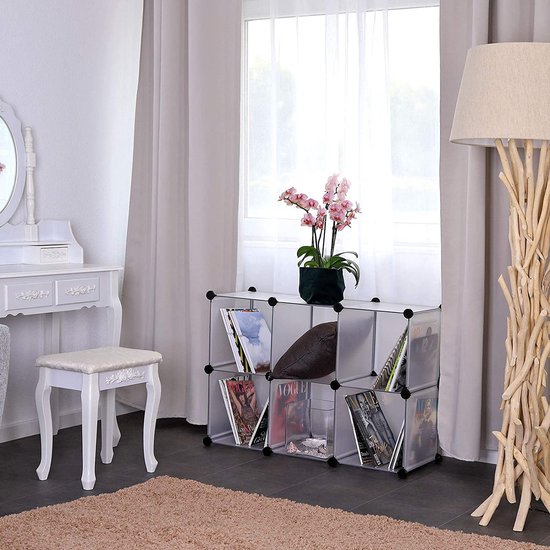 schoenenrek, opbergrek, modulair systeem, met 6 zakken van 30 x 30 cm, transparant