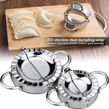 6-delige Ravioli Dumpling Maker Shaper Cutter Set RVS Ravioli Wiel Ravioli Snijder Ronde Dumpling Shaper Dumpling Machine met houten handvat voor het maken van Dumpling Ravioli