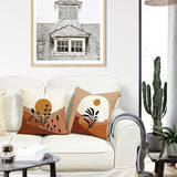 Kussensloop 50 x 50 cm, set van 4 outdoor kussens, sierkussens, linnen, kussenhoezen, geometrisch patroon, kussenhoezen voor bank, woonkamer, sierkussen, 50 x 50 cm