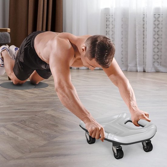 Buiktrainer, roller, buikroller, push-upgrepen, vanaf roller met stabiele vier wielen, buikspiertrainer vanaf wiel, set inclusief gevoerde, afdominale wielroller voor buikspiertraining