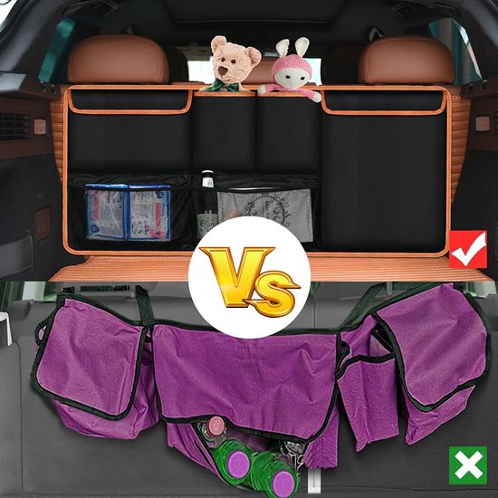 Kofferbakorganizer voor in de auto, 100 x 45 cm, grote autoopbergtas, kofferbaktas, waterdichte tas, autostoelorganizer met 6 verstelbare riemen en 3 bevestigingsriemen