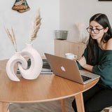 Witte keramische vaas, set van 2 pampasgras vazen Witte keramische vaas, set van 2 pampasgras vazen