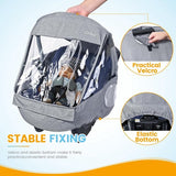 Universele regenhoes voor babyzitje (bijv. Maxi-Cosi/Cybex/Römer), afdekbare draagopening en luchtgaten, contactvenster, met zak, noodzakelijke bescherming voor baby's of huisdieren (lichtgrijs)