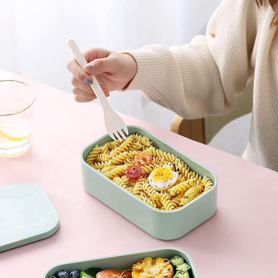 Bento box voor volwassenen, 1200 ml, Japanse bento box, 2-tier Lunchbox, Lunchbox, Lekvrij, Magnetron, Koelkast, vaatwasmachinebestendig, Lunchbox voor school, werk, Picknick, Reizen (groen)