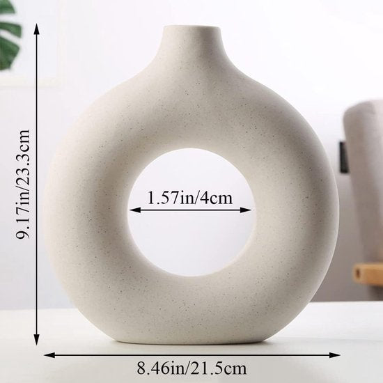 3 stuks keramische donutvaas handgemaakte ronde bloemenvazen decoratieve vazenset moderne decoratie voor pampasgras
