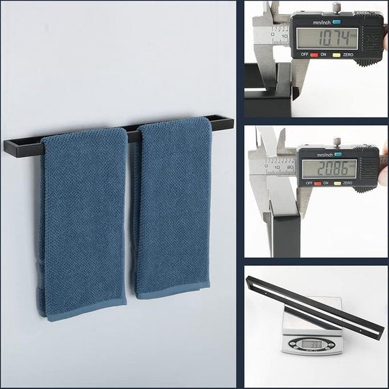 Handdoekenrek Zwart Handdoekrek Gastenhanddoekrek Wandgemonteerd roestvrijstalen badhanddoekrek voor badkamer en keuken 50CM