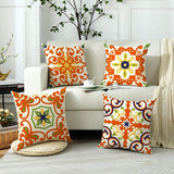 40 x 40 cm Pack of 4 Decorative Outdoor Cushions Waterproof Breathable Orange Bohemian Cushion Cover for Sofa Cushion Garden Outdoor